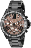 Michael Kors Wren Chronograph Gold Diamonds Dial Black Steel Strap Watch for Women - MK5879