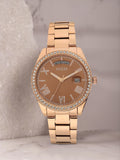 Guess Luna Diamonds Rose Gold Dial Rose Gold Steel Strap Watch for Women - GW0307L3