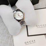 Gucci G Timeless Silver Dial Silver Steel Strap Watch For Women - YA126501