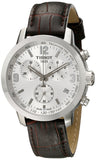 Tissot PRC 200 Chronograph Silver Dial Brown Leather Strap Watch For Men - T055.417.16.037.00