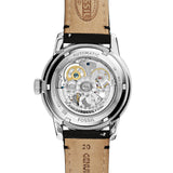 Fossil Townsman Automatic Skeleton White Dial Black Leather Strap Watch for Men - ME3085