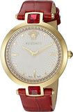 Versace Crystal Gleam White Dial Red Leather Strap Watch For Women - VAN040016