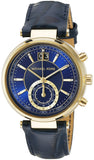 Michael Kors Sawyer Blue Dial Blue Leather Strap Watch for Women - MK2425