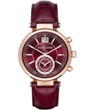 Michael Kors Sawyer Maroon Dial Maroon Leather Strap Watch for Women - MK2426