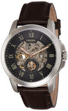 Fossil Grant Automatic Skeleton Black Dial Brown Leather Strap Watch for Men - ME3095