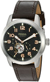 Fossil Pilot 54 Automatic Black Dial Brown Leather Strap Watch for Men - ME3118