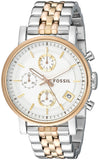 Fossil Boyfriend Chronograph White Dial Two Tone Steel Strap Watch for Women - ES3840