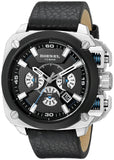 Diesel BAMF Chronograph Black Dial Black Leather Strap Watch For Men - DZ7345