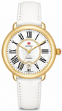 Michele Serein Silver Dial White Leather Strap Watch for Women - MWW21B000018
