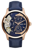 Fossil Townsman Twist Skeleton Blue Dial Blue Leather Strap Watch for Men -  ME1138