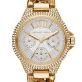 Michael Kors Camille Chronograph Silver Dial Gold Steel Strap Watch for Women - MK6842