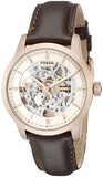 Fossil Townsman Automatic Skeleton White Dial Brown Leather Strap Watch for Men - ME3078