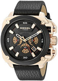 Diesel BAMF Chronograph Black Dial Black Leather Strap Watch For Men - DZ7346