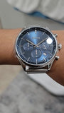 Hugo Boss Gregor Chronograph Blue Dial Silver Mesh Bracelet Watch For Men - 1514052