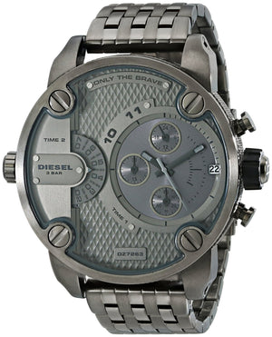 Diesel Little Daddy Dual Time Chronograph Grey Dial Stainless Steel Strap Watch For Men - DZ7263