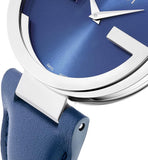 Gucci Interlocking G Blue Dial Blue Leather Strap Watch For Women - YA133322