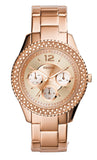 Fossil Stella Rose Gold Dial Rose Gold Steel Strap Watch for Women - ES3590