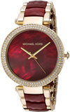 Michael Kors Parker Mother of Pearl Red Dial Two Tone Steel Strap Watch for Women - MK6427