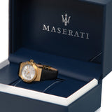 Maserati Potenza Diamonds Silver Dial Black Leather Strap Watch For Women - R8851108505