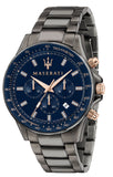 Maserati SFIDA Chronograph Blue Dial Grey Steel Strap Watch For Men - R8873640001