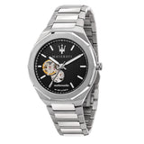 Maserati Stile Automatic Black Dial Silver Steel Strap Watch For Men - R8823142002