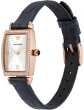 Emporio Armani Gianni T Bar Crystals Silver Dial Blue Leather Strap Watch For Women - AR11469