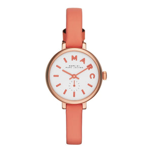 Marc Jacobs Sally White Dial Orange Leather Strap Watch for Women - MBM1355