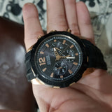 Guess Caliber Chronograph Black Dial Black Rubber Strap Watch for Men  - W0864G2