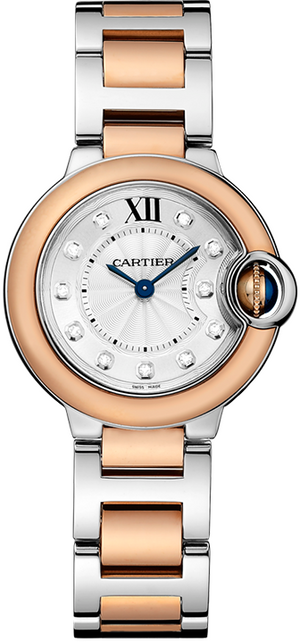 Cartier Ballon Bleu De Cartier Diamonds Silver Dial Two Tone Steel Strap Watch for Women - W3BB0026