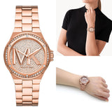 Michael Kors Lennox Three Hand Rose Gold Dial Rose Gold Steel Strap Watch For Women - MK7230