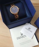 Swarovski Daytime Glittering Blue Dial Rose Gold Steel Strap Watch for Women - 5182277