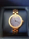 Swarovski Daytime Glittering Blue Dial Rose Gold Steel Strap Watch for Women - 5182277