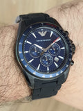 Emporio Armani Sigma Chronograph Blue Dial Black Silicone Strap Watch For Men - AR6121