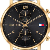 Tommy Hilfiger Daniel Black Dial Black Leather Strap Watch for Men - 1710417