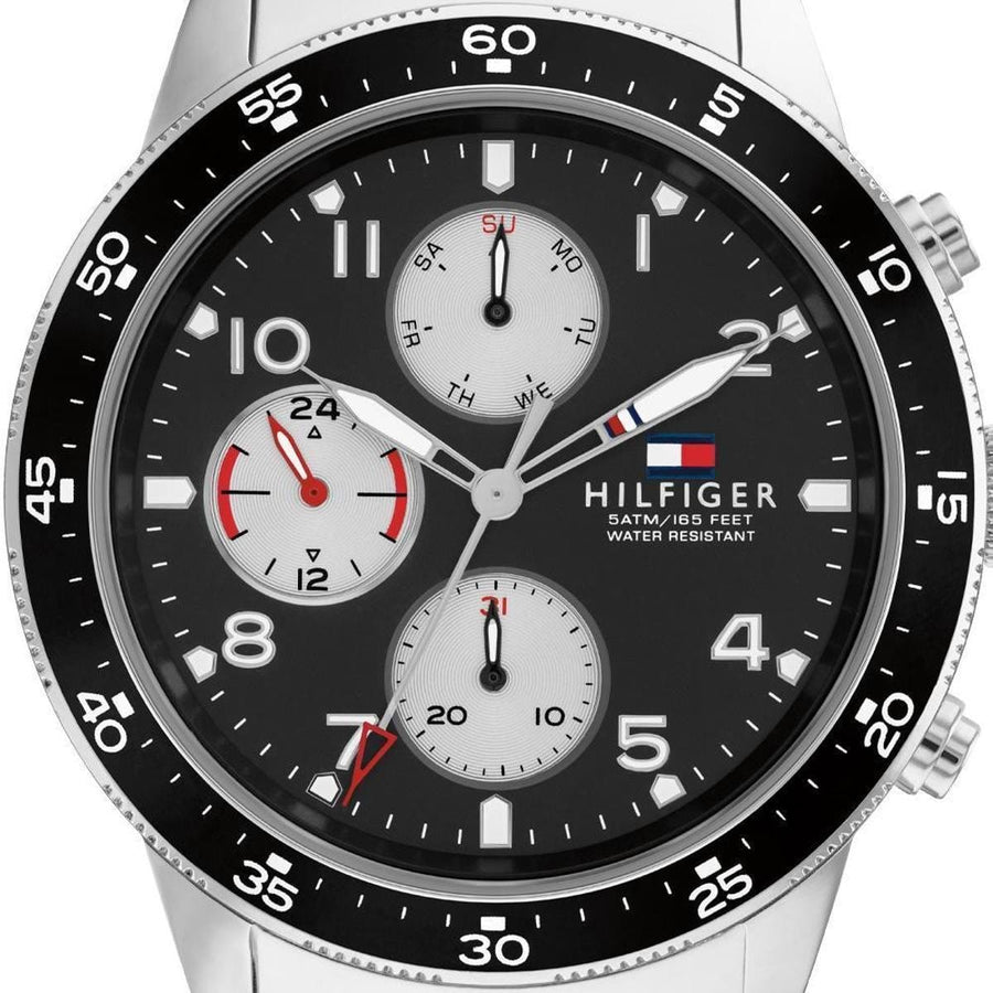 Tommy Hilfiger Jimmy Multifunction Black Dial Silver Steel Strap Watch For Men  - 1791950