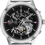 Tommy Hilfiger Henry Chronograph Black Dial Silver Steel Strap Watch For Men - 1710477