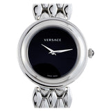 Versace V-Flare Quartz Black Dial Silver Steel Strap Watch for Women - VEBN00618