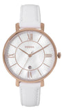 Fossil Jacqueline Quartz Mother of Pearl White Dial White Leather Strap Watch for Women - ES4579