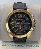 Michael Kors Brecken Chronograph Black Dial Brown Leather Strap Watch For Men - MK8849