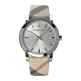 Burberry The City Nova Silver Dial White Leather Strap Watch for Women - BU9022