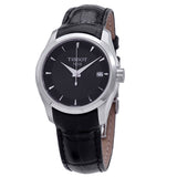 Tissot T Trend Couturier Black Dial Black Leather Strap Watch For Women - T035.210.16.051.00