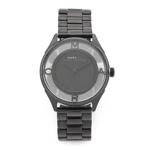 Marc Jacobs Tether Transparent Black Dial Black Steel Strap Watch for Women - MBM3419