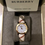 Burberry The City Diamonds Mother of Pearl Dial Brown Leather Strap Watch for Women - BU9226