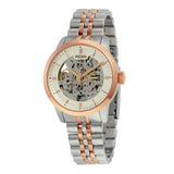 Fossil Townsman Automatic Skeleton White Dial Two Tone Steel Strap Watch for Men - ME3075