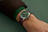 Breitling Top Time B01 Ford Mustang Green Dial Brown Leather Strap Watch for Men - AB01762A1L1X1