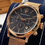 Maserati Epoca Black Dial Gold Mesh Bracelet Watch For Men - R8873618005