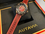 Tag Heuer Autavia Calibre 5 Chinese New Year Maroon Dial Maroon Leather Strap Watch for Men - WBE5193.FC8300