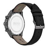 Hugo Boss Grand Prix Black Dial Black Leather Strap Watch for Men - 1513474