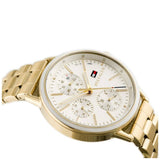 Tommy Hilfiger Carly White Dial Gold Steel Strap Watch for Women - 1781786