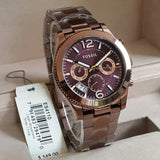 Fossil Perfect Boyfriend Multifunction Brown Dial Two Tone Steel Strap Watch for Women - ES4284